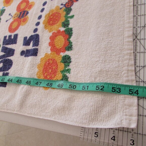 Vintage 1970s "Love is..." Beach Towel 54"x28" HAS WEAR - Picture 13 of 15